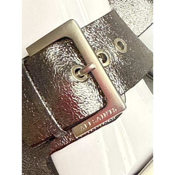 AllSaints Mia Metallic Strap Women's Sandal Slide Buckle Silver Black EU 39 8.5 - Picture 6 of 12